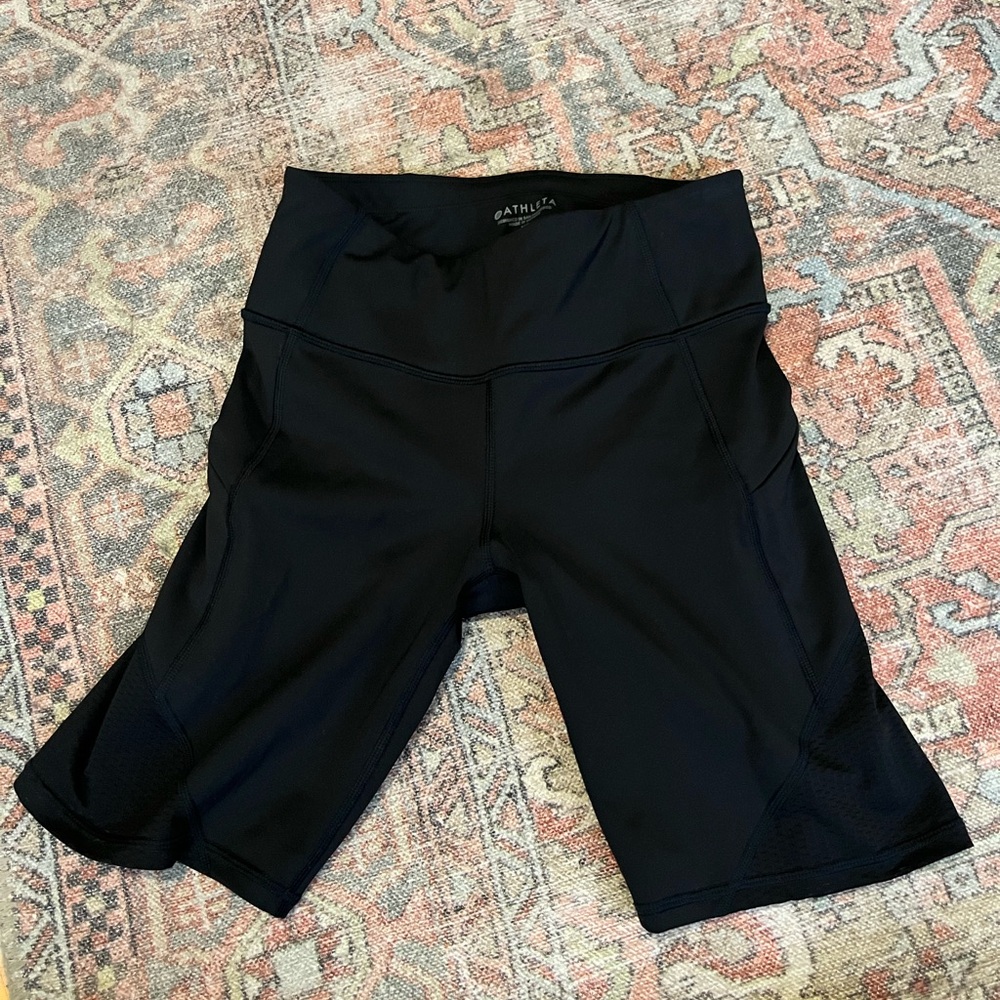 Athleta Women's Black Bike Shorts with Mesh Detailing
